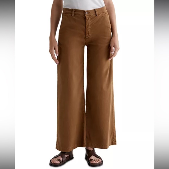AG Adriano Goldschmied Caden Wide Leg Tailored Trousers Brown Size 27 NWT - Picture 1 of 10